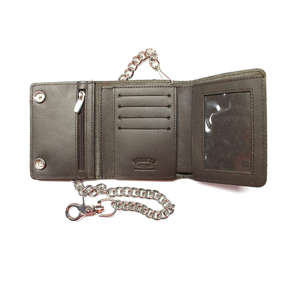 4621 Leather Trifold Biker Wallet Constructed of Premium Leather with 18